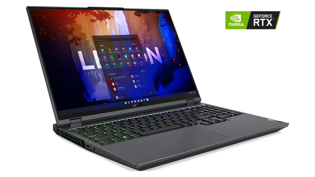 Lenovo Legion 5 Pro (16” AMD), left front angle view